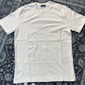 Prada Men's Cream Short Sleeve Tee